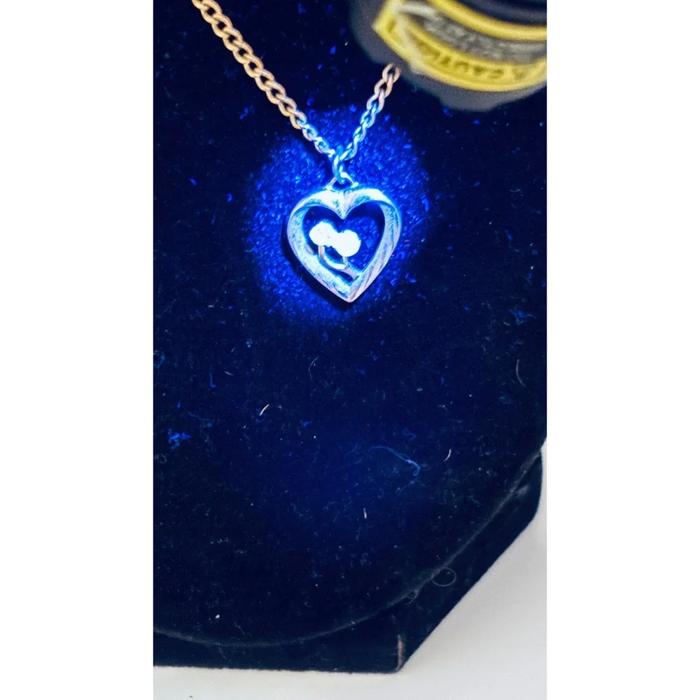 I.P.S. Vintage Gold Filled Heart Pendant Necklace Yellow Stones